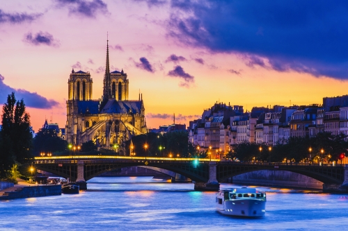 Notre Dame de Paris Cathedral and Seine River