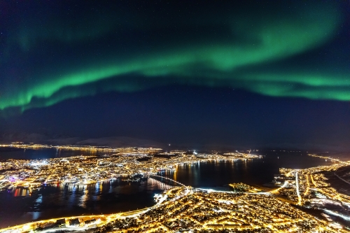 Tromso in Norwegen mit Polarlichtern