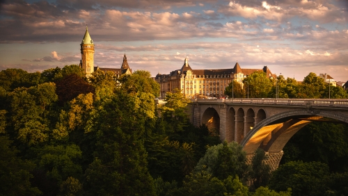 Luxemburg-Stadt bei Sonnenuntergang