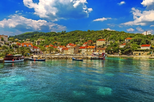 Kroatien. Süddalmatien - Insel Elaphiti. Die Insel Sipan (auch Sipano, Giuppana) liegt in der Nähe der Stadt Dubrovnik. Sudurad (San Giorgio) Siedlung