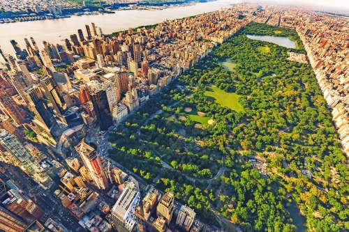 Luftaufnahme von Manhattan nach Norden bis Central Park